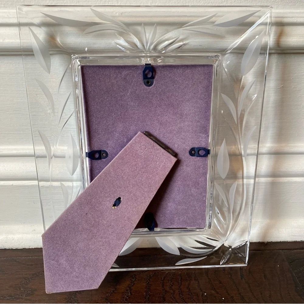Vintage Mikasa Christmas Wedding Crystal Glass Photo Frame